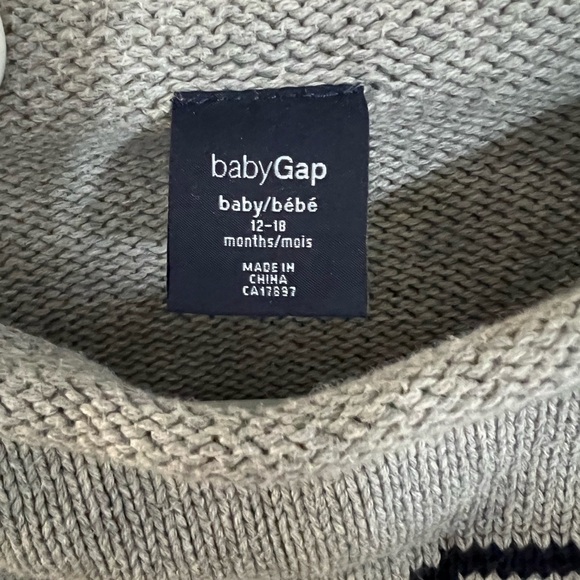 Baby gap 12-18m Gray cotton Sweater with Glasses Design - Picture 4 of 4